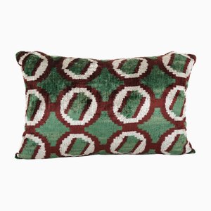 Housse de Coussin en Velours Ikat de Soie Verte, 2010s