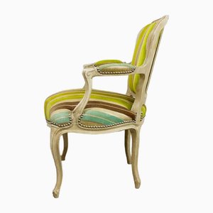 Fauteuil Louis XV en Velours Embossé, France, 1950s