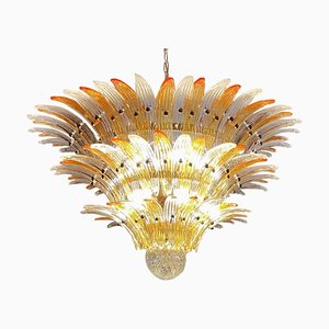 Palmette Ceiling Light with 104 Clear and Amber Glasses, 1980s