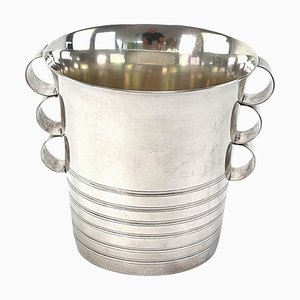 Art Deco Ice Bucket in Silver Plated Cooler, 1930s