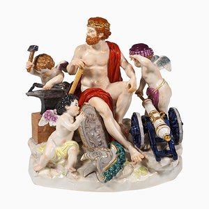 Large Meissen Allegorical Group The Fire attributed to M.V. Acier, Germany, 1850s