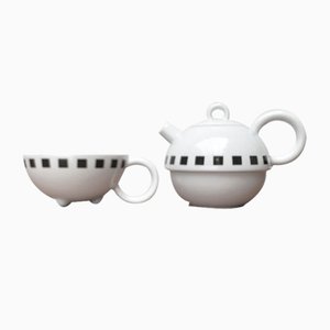 German Postmodern Fantasia Series Teapot or Coffeepot with Cup by Matteo Thun for Arzberg, 1980s, Set of 2