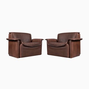 Set of Brown Leather DS-12 Armchairs from de Sede, Switzerland, 1960s