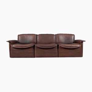 Sofá de tres plazas Ds-12 de cuero marrón de de Sede, Suiza, años 60