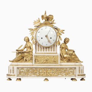 Reloj de péndulo Alegoría francesa de la música y la literatura del siglo XVIII