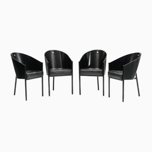 Schwarze Vintage Costes Esszimmerstühle von Philippe Starck für Driade, 1980er, 4er Set