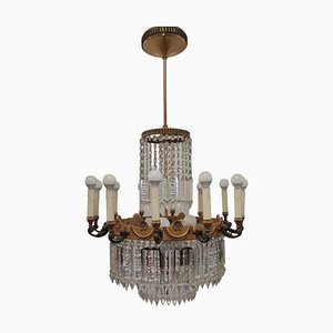 Bronze and Crystal Chandelier by Lumi Milano, 1940s