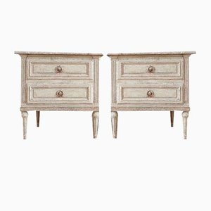 Antique French Patinated Bedside Tables, 1890s, Set of 2