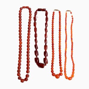 Colliers Vintage en Ambre, 1960s, Set de 4