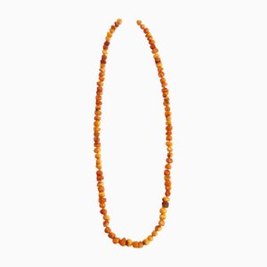 Collier Vintage en Perles d'Ambre Orange, 1960s