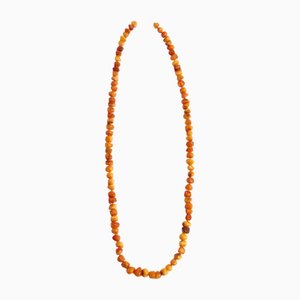 Vintage Orange Amber Beaded Necklace, 1960s