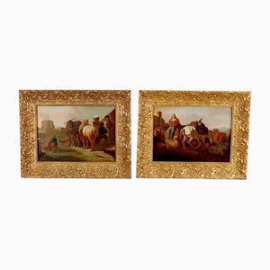Spanischer Künstler, Szenen, Mitte 1800, Öl auf Leinwand, Gerahmt, 2er Set