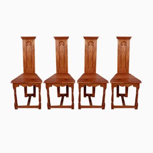 Cathedral Style Mahogany Dining Chairs, 20th Century, Set of 4