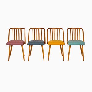 Beech Dining Chairs from Ton, 1960s, Set of 4