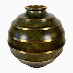Swedish Art Deco Patinated Bronze Vase, 1930s
