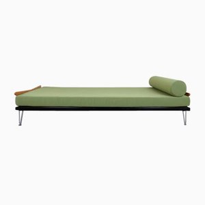 Daybed with Green Fabric Cover by Fred Ruf for Wohnbedarf Ag, Switzerland, 1950s