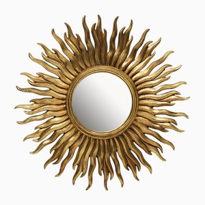 Mid-Century Modern Sunburst Golden Wall Mirror, France, 1960s