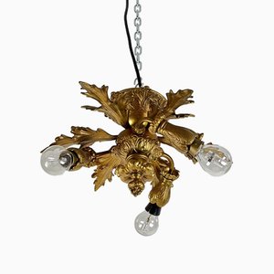 Lustre à Trois Lumières en Bronze, Italie, 1960s