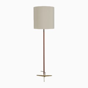 Lampadaire Scandinavisache en Teck sur Pied-De-Corbeau en Laiton, 1960s