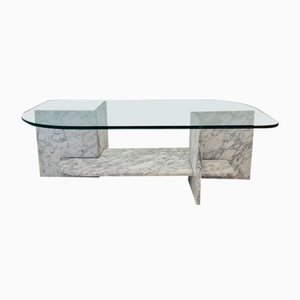 Italian Marble and Glass Coffee Table, 1980s