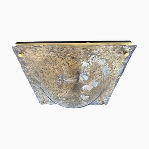 German Domed Murano Glass & Brass Flush Mount Ceiling Light from Kaiser Idell / Kaiser Leuchten, 1960s