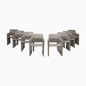 Corte Dining Chairs in Grey Leather by Rodolfo Dordoni for Arper, 1980s, Set of 8