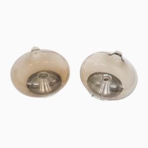 Dop Ceiling or Wall Lights in Glass from Dijkstra, Netherlands, 1960s, Set of 2