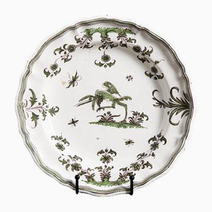 Shaped Plate with Heron from Moustiers, 1700s