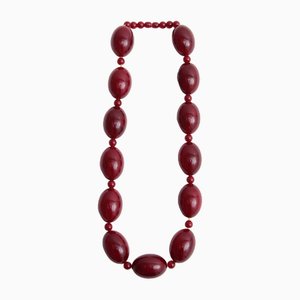 Art Deco Bakelite Cherry Amber Beaded Necklace, 1930s