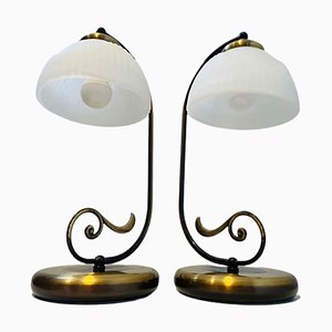 Mid-Century Brass and Opalina Glass Table Lamp by Legrand París