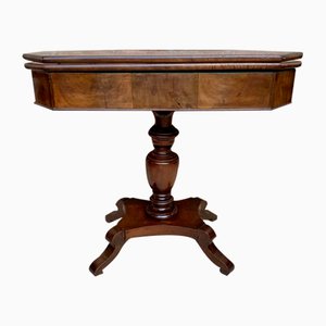 French Fold-Over Game Table in Walnut, 1920