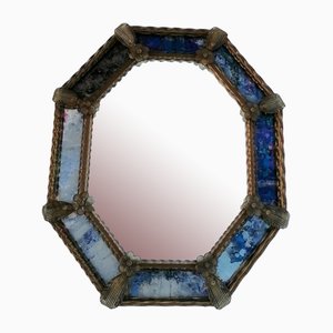 Specchio ottagonale in vetro di Murano, anni '50