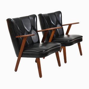 Poltronas danesas de teca, años 50. Juego de 2