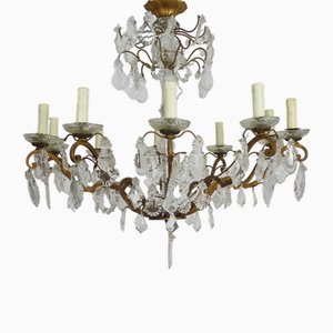 Vintage Chandelier in Brass and Glass Light, 1950s