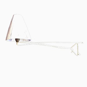 Drehbare Mid-Century Lampe mit Bastbedecktem Schirm, 1960er