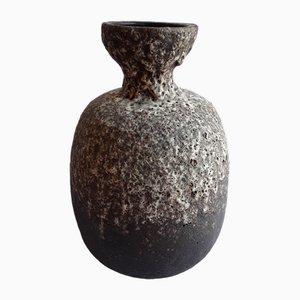 Vintage Ceramic Vase in the style of Fat Lava in Beige-Brown, 1970s