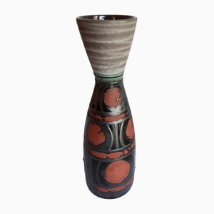 Vaso vintage in ceramica con smalto nero antracite su rosso-marrone, Germania, anni '70