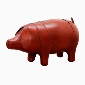 Leather Pig Ottoman in the style of Dimitri Omersa, 1970s