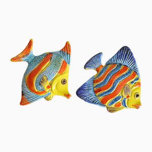 Mid-Century Fisch Wanddekoration aus Keramik, Italien, 1950er, 2er Set