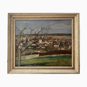 Paul Thomsen, Landscape and Village of Seine et Marne, 1928, Oil on Canvas, Framed