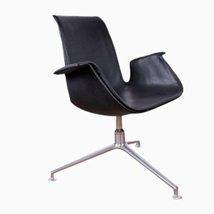 Butaca Fk 6725 danesa de cuero y acero cromado de Preben Fabricius and Jørgen Kastholm para Walter Knoll, años 2000