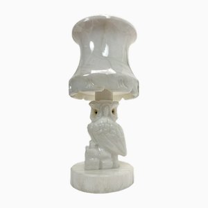 Kleine Eulen Tischlampe aus Alabaster, 1970er