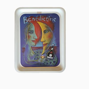 Vintage Bénédictine Melamine Tray with Image by Paul Davis
