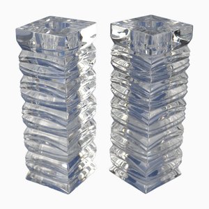 Bougeoirs Modernistes en Cristal, Set de 2