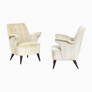 Armchairs in Wood and Fabric by Nino Zoncada, 1950s, Set of 2