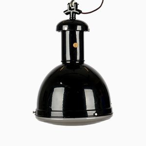 Industrial Bauhaus Black Pendant Light attirbuted to Zeiss, 1930s