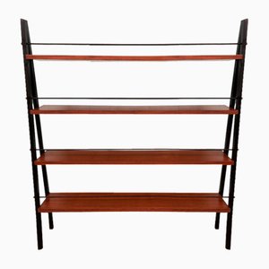 Bookcase with Ladder Shelves in Teak and Iron, Italy, 1950s