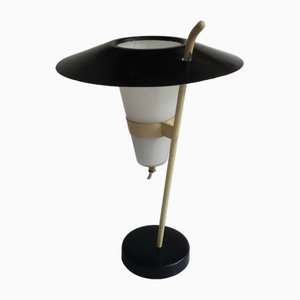 French Modernist Black & Yellow Table Lamp, 1950s