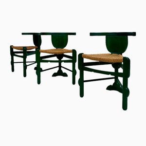Chaises d'Appoint Vertes dans le style de Bernhard Hoetger, Set de 3