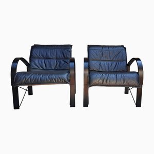 Leather Armchairs by Tord Bjorklund for Ikea, 1980s, Set of 2
